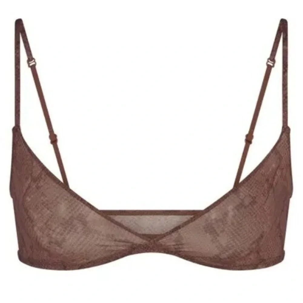 Skims Milky Sheer Triangle Bralette Jasper Snake Print Brown TR-TRI-9649W 4X